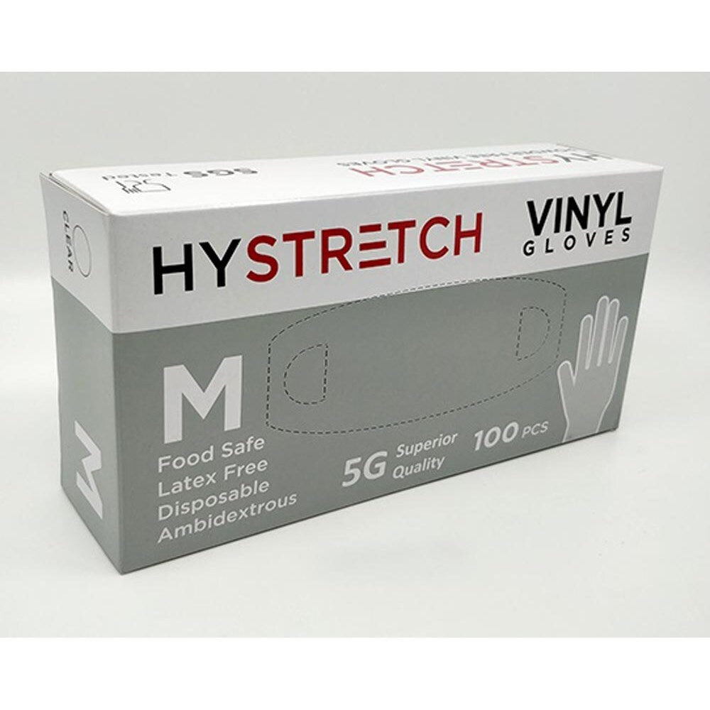 Hystretch Clear Disposable Vinyl Gloves Latex-Free - M, 1000 Pack