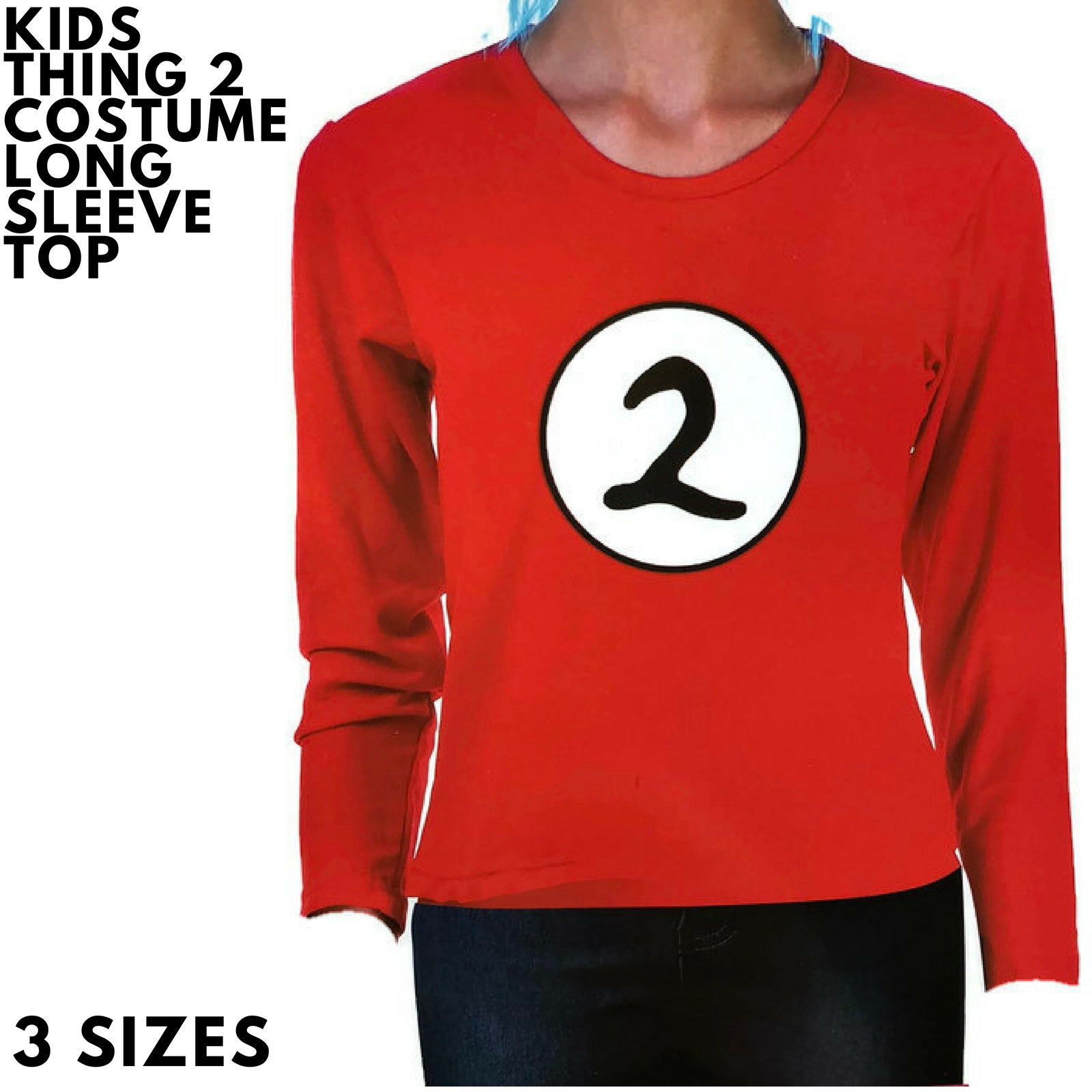 Premium Kids Thing 2 Red Long Sleeve Top - S, 4-5 Years