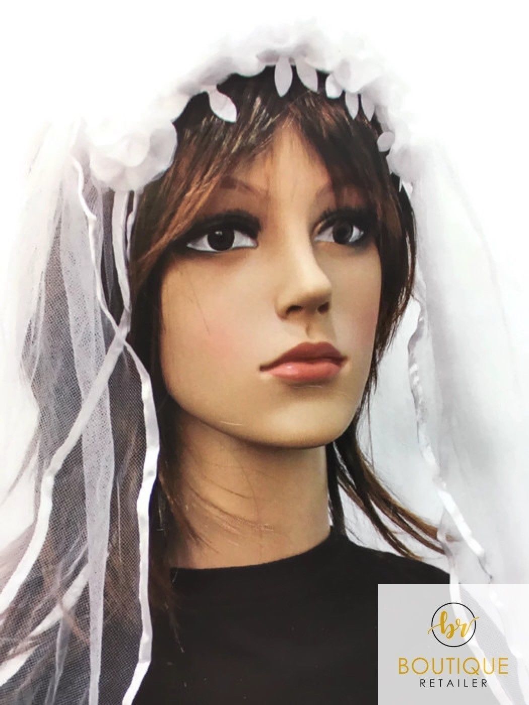 Premium Bride To Be Veil Headband with Floral Detail - White