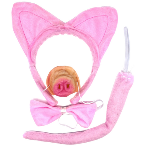 4pcs PIGGY SET Party Costume Accessories Animal Headband Bow Tie Nose Halloween - SuperSaverAU - view 1
