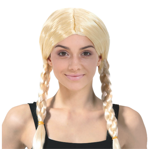 Premium Braided Plaited Wig for Schoolgirl Costume - Blonde