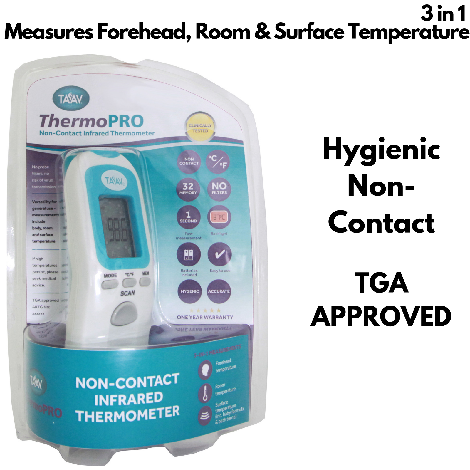 VeraTemp Non-Contact Baby Thermometer Infrared LCD IR - SuperSaverAU - view 2