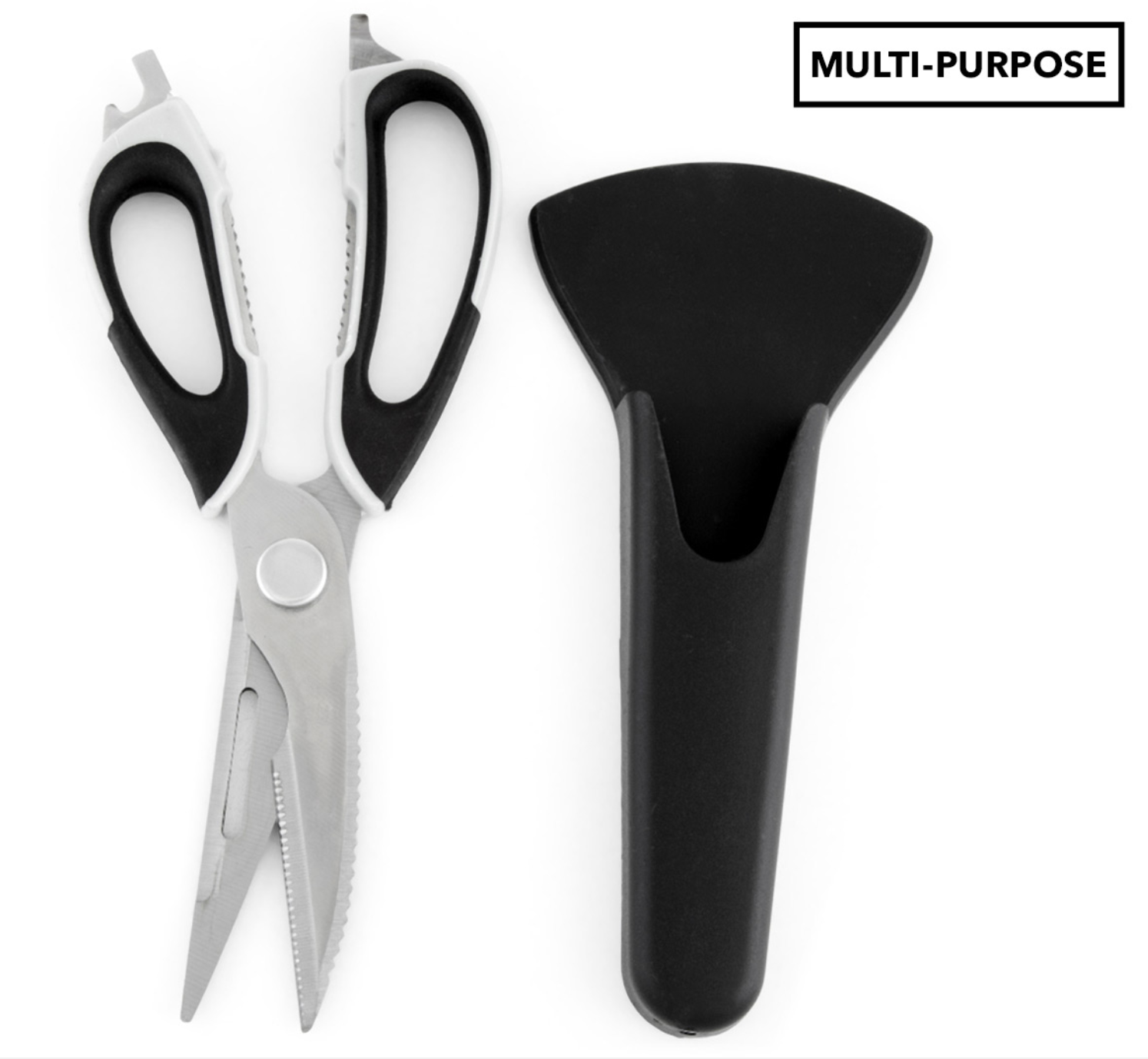 Premium 7 in 1 Multipurpose Kitchen Scissors with Magnetic Case - Black