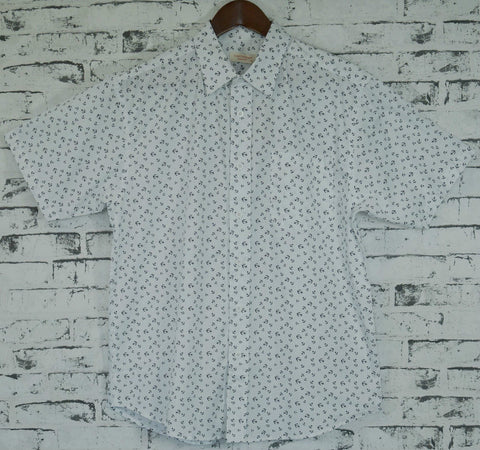 Premium Men's White 100% Cotton Marine Anchor Short Sleeve Shirt 3XL