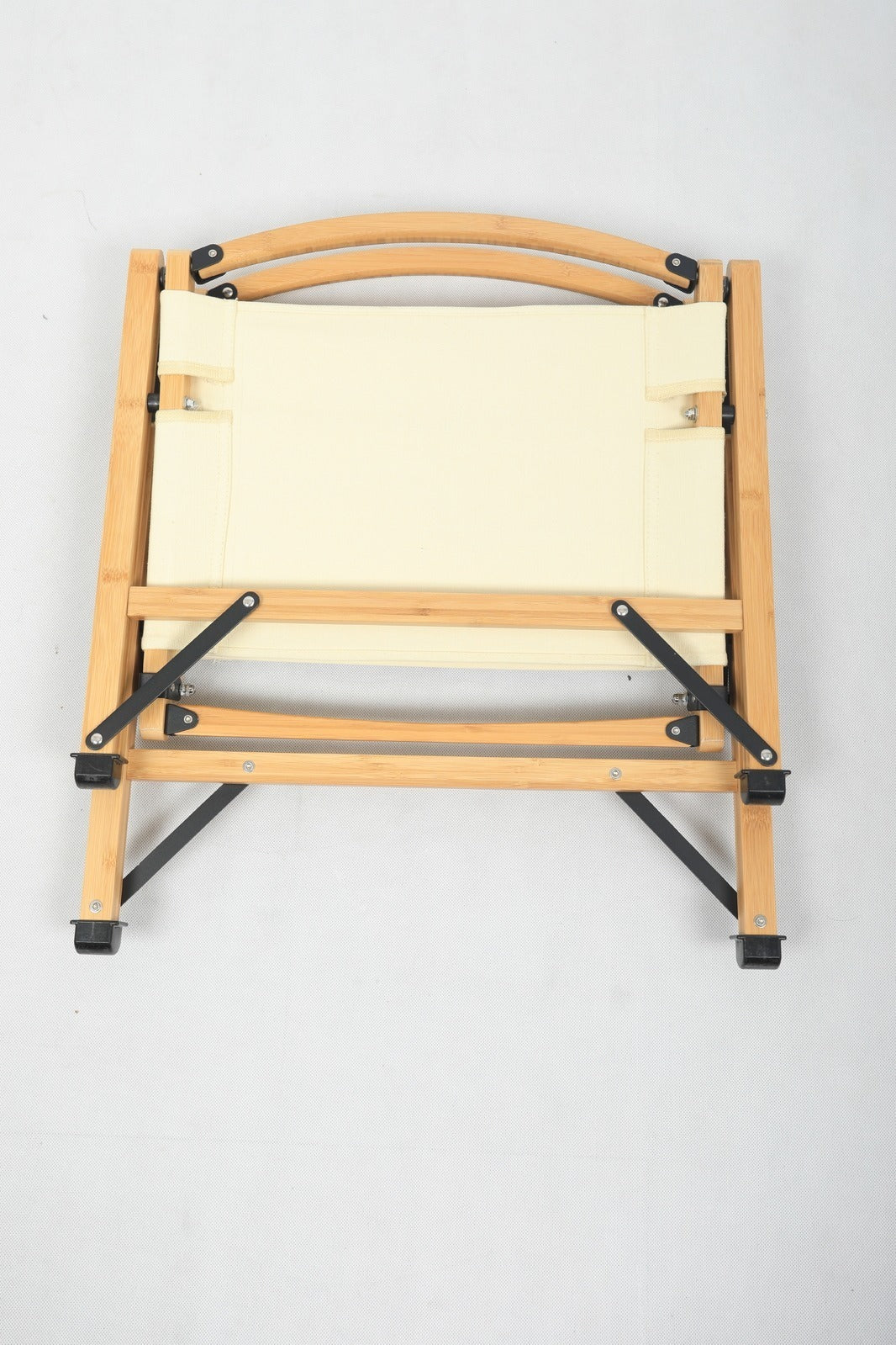 Premium Bamboo Canvas Camping Chairs - 4 Pack, Khaki/Beige