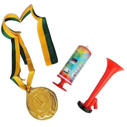 Premium Gold Medal & Air Horn Party Set