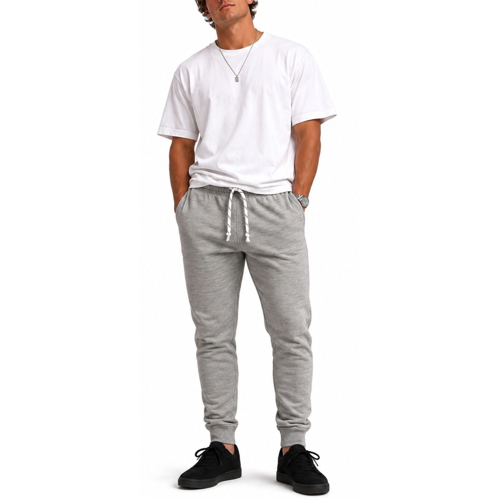 Premium Men's Grey Slim Fit Cuffed Track Pants XXL