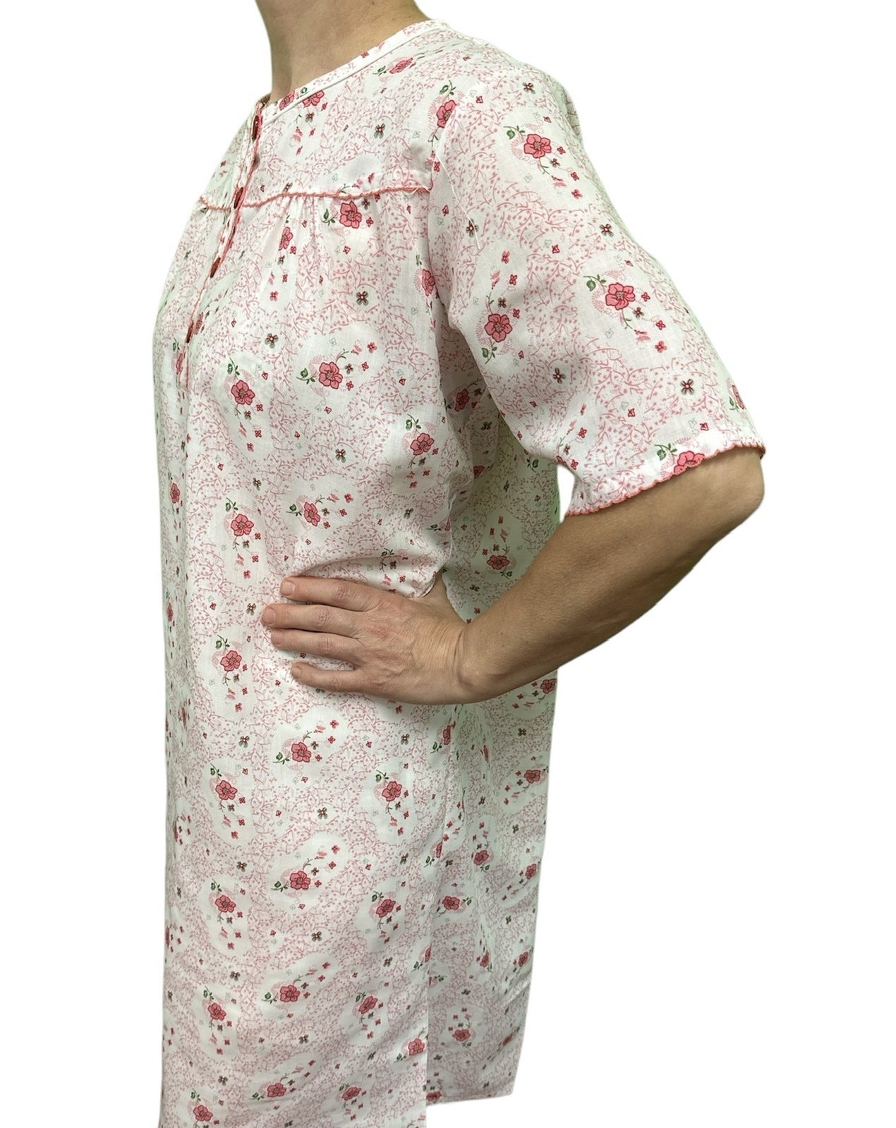 Premium Women's Pink 100% Cotton Short Sleeve Nightie Size 16