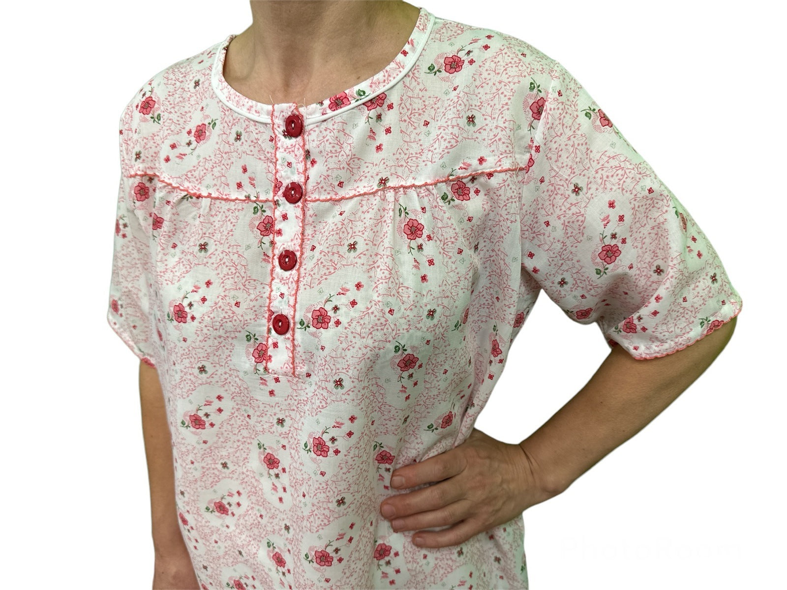 Premium Women's Pink 100% Cotton Short Sleeve Nightie Size 22