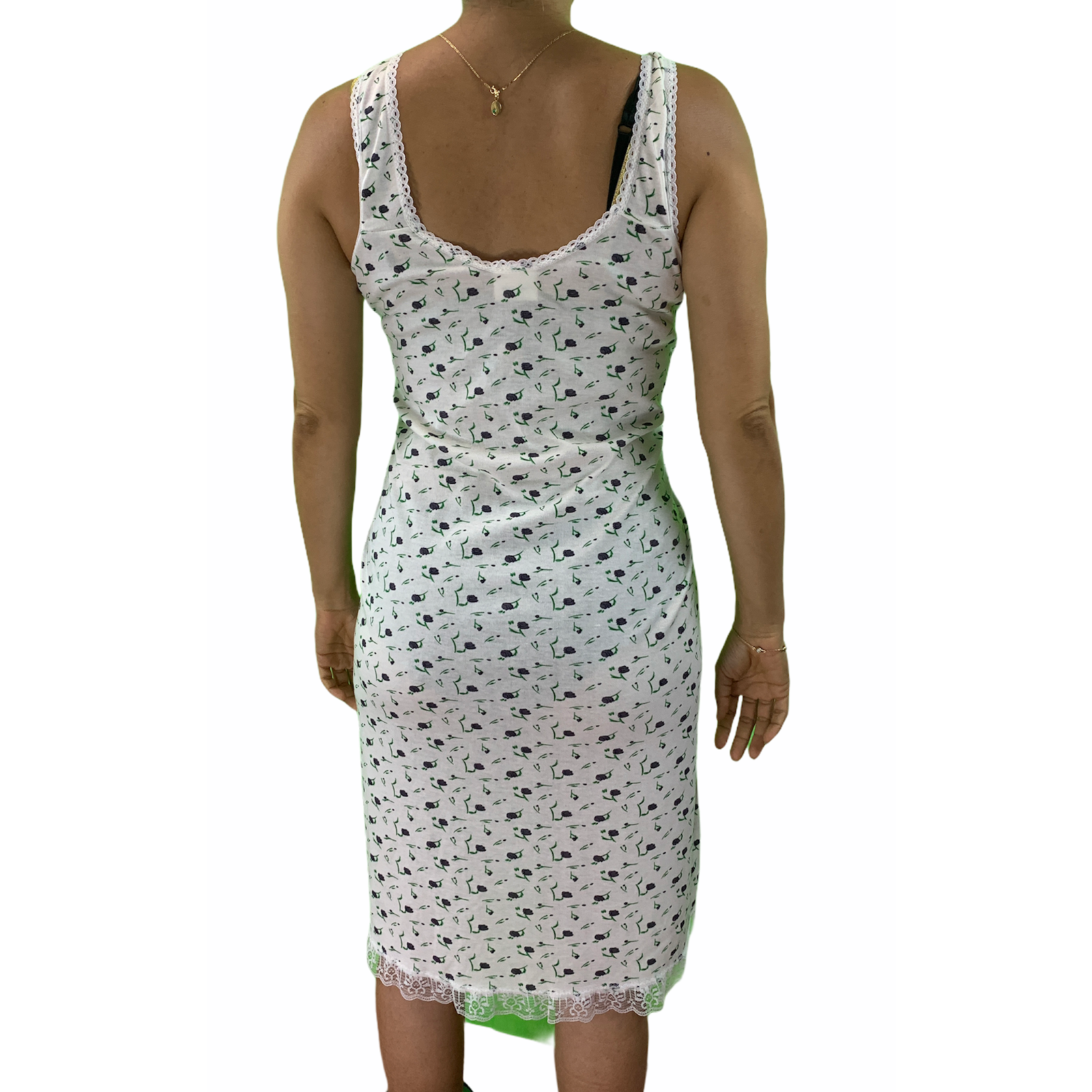 Premium Women's Purple Cotton Sleeveless Nightie with Lace Detail Size 12