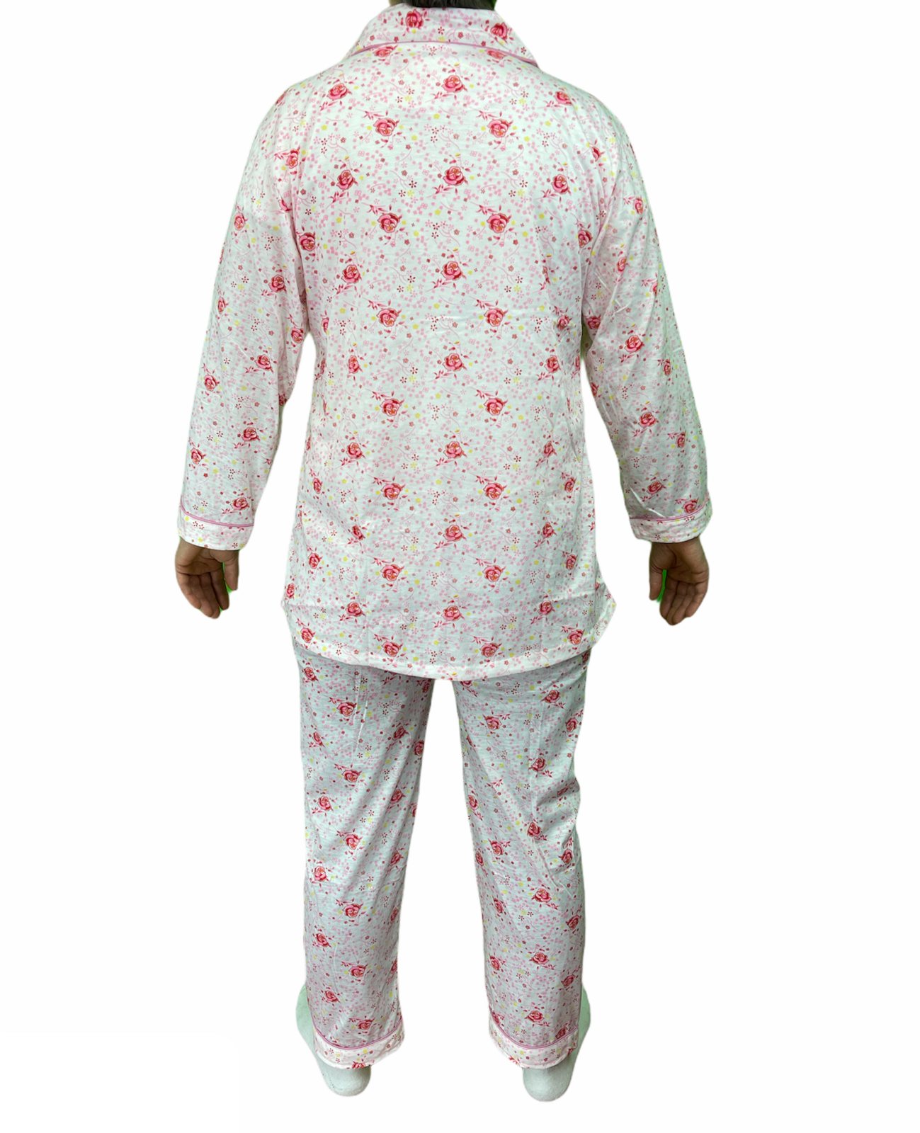 Premium Women's Pink Floral 100% Cotton Button Up Pyjama Set Size 18