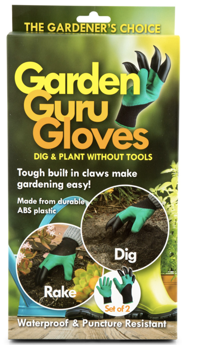 Garden Guru Waterproof Garden Gloves with Digging Claws - Green/Black