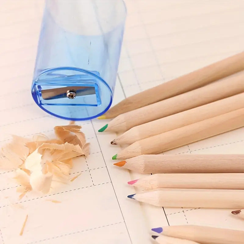 Premium Mini Colour Pencils with Sharpener Caps - 18 Piece