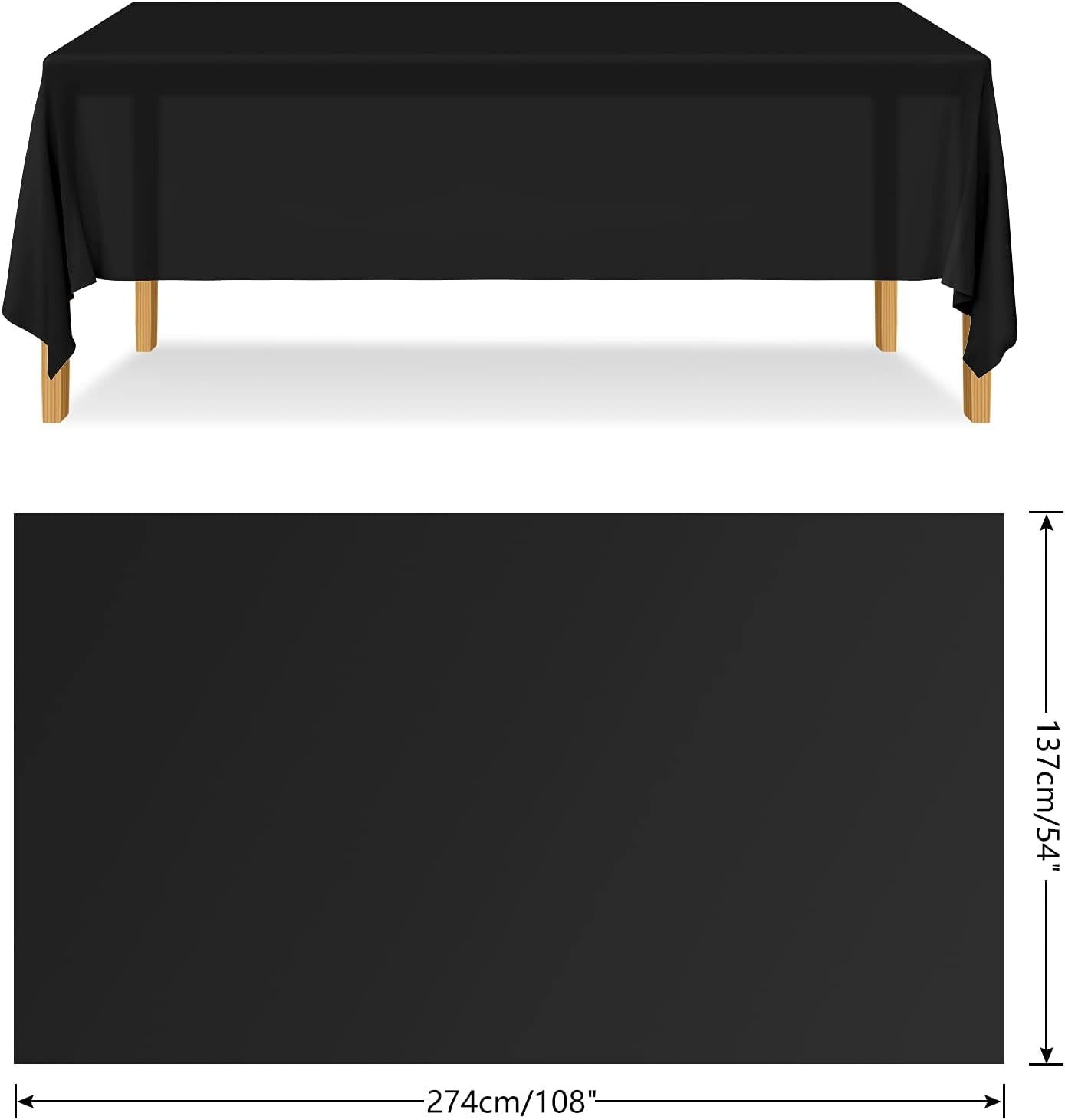 Premium Reusable Plastic Party Tablecloth - Black, 137 x 274cm