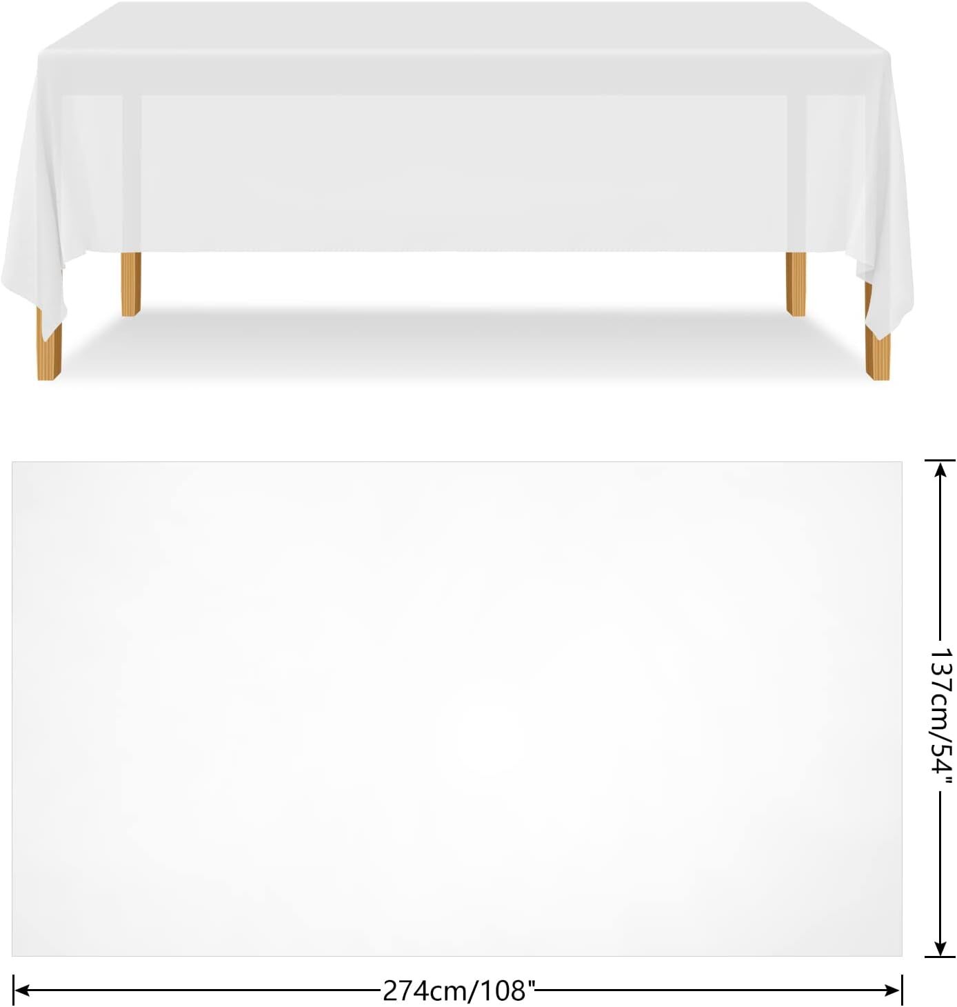 Premium Reusable Plastic Party Tablecloth - White, 137 x 274cm