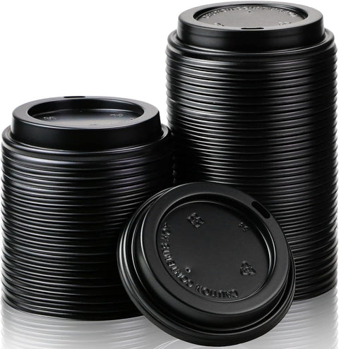 1000x 90mm Plastic Coffee Cup Lids for 12oz / 16oz Cups Dome Style - Black - SuperSaverAU - view 1