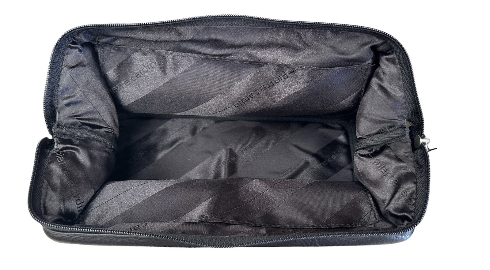 Pierre Cardin Rustic Leather Toiletry Case Bag Travel - Black 28 x 13 x 16 cm - SuperSaverAU - view 3