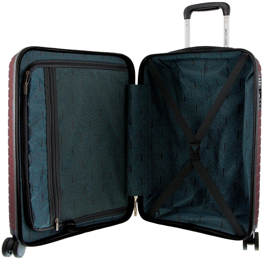 Pierre Cardin x Milleni 3 Piece Hardshell Luggage Set - Burgundy/White