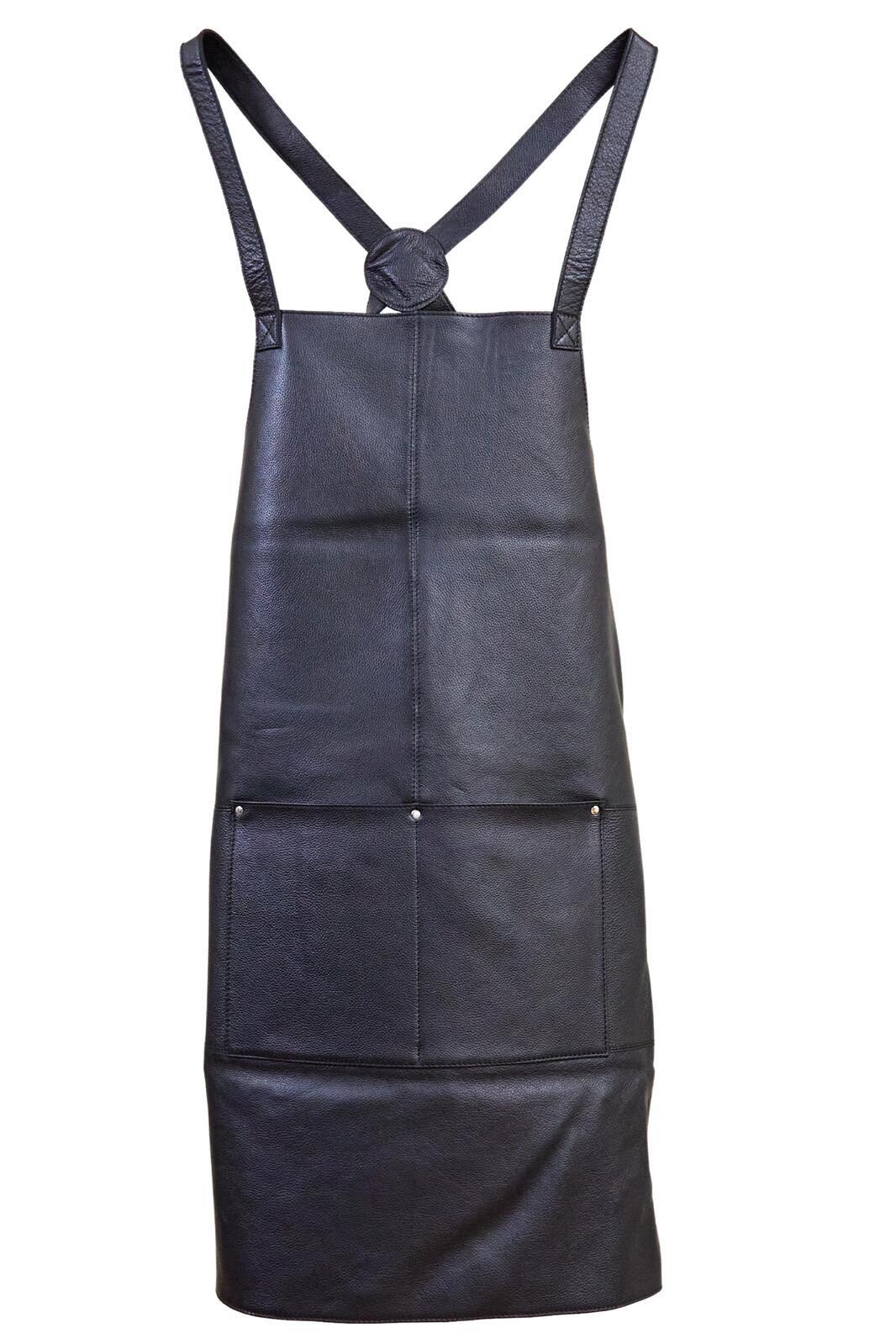 Pierre Cardin Professional Leather Apron with 2 Front Pockets - Black