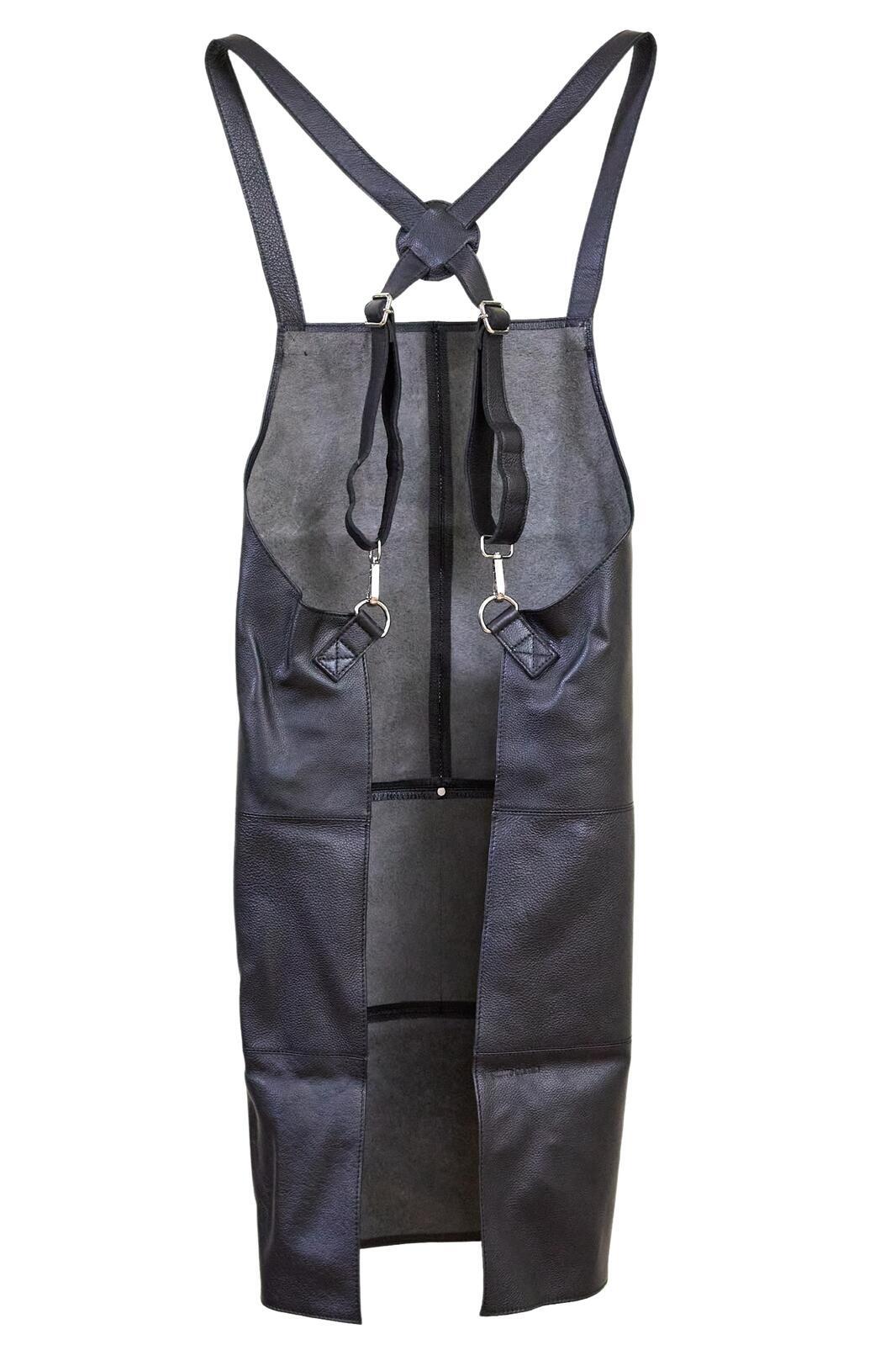 Pierre Cardin Professional Leather Apron with 2 Front Pockets - Black