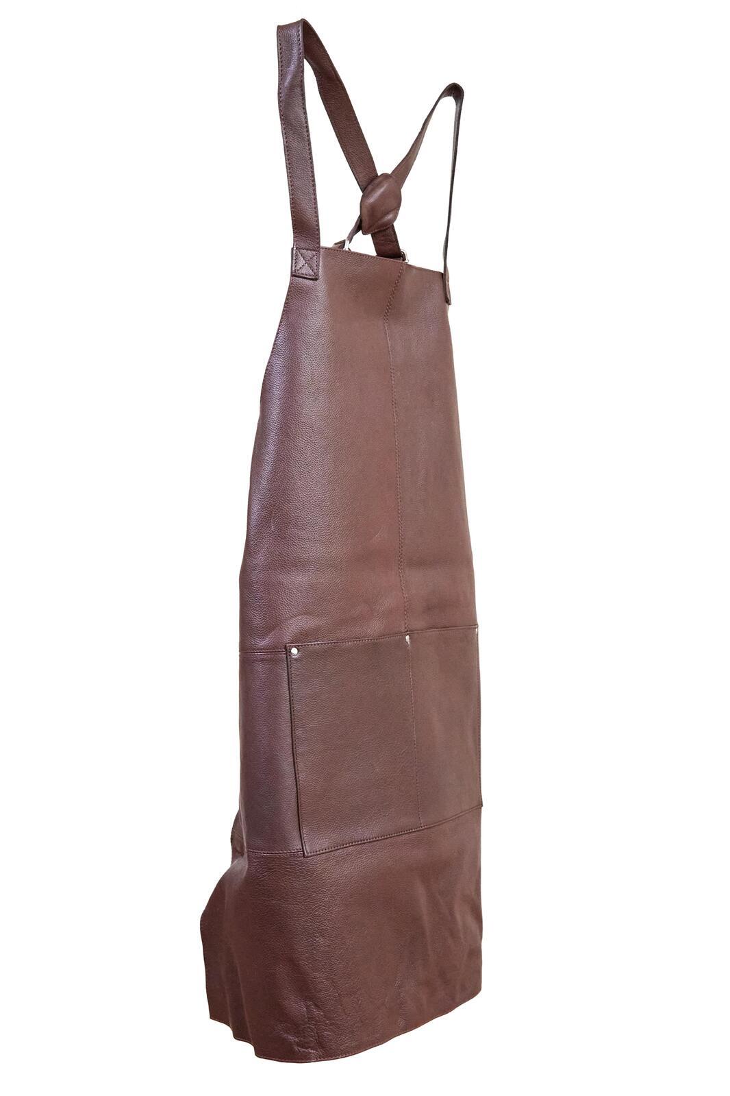 Pierre Cardin Professional Leather Apron with 2 Front Pockets - Brown