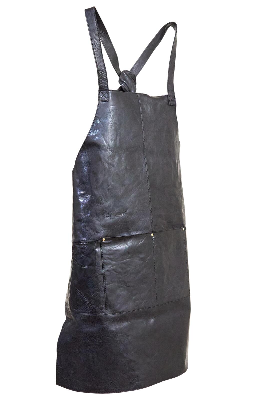 Pierre Cardin Professional Leather Apron with 2 Front Pockets - Black