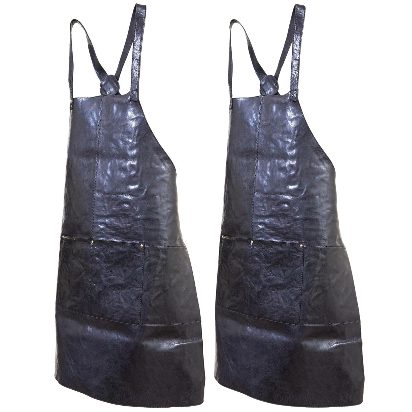 Pierre Cardin Professional Leather Apron with 2 Front Pockets - Black, 2 Pack