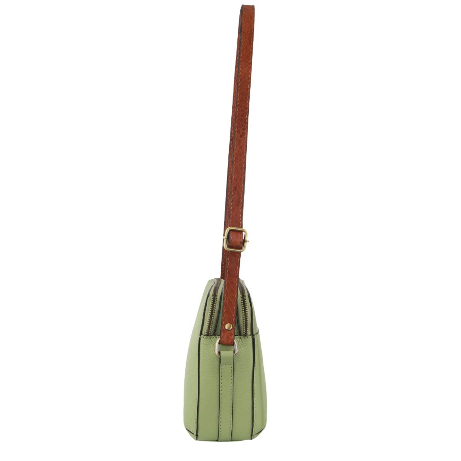 Pierre Cardin Leather Dual Zip Crossbody Bag - Jade