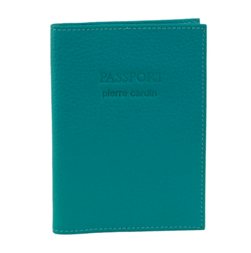 Pierre Cardin Slim Leather Passport Cover with RFID Protection - Turquoise