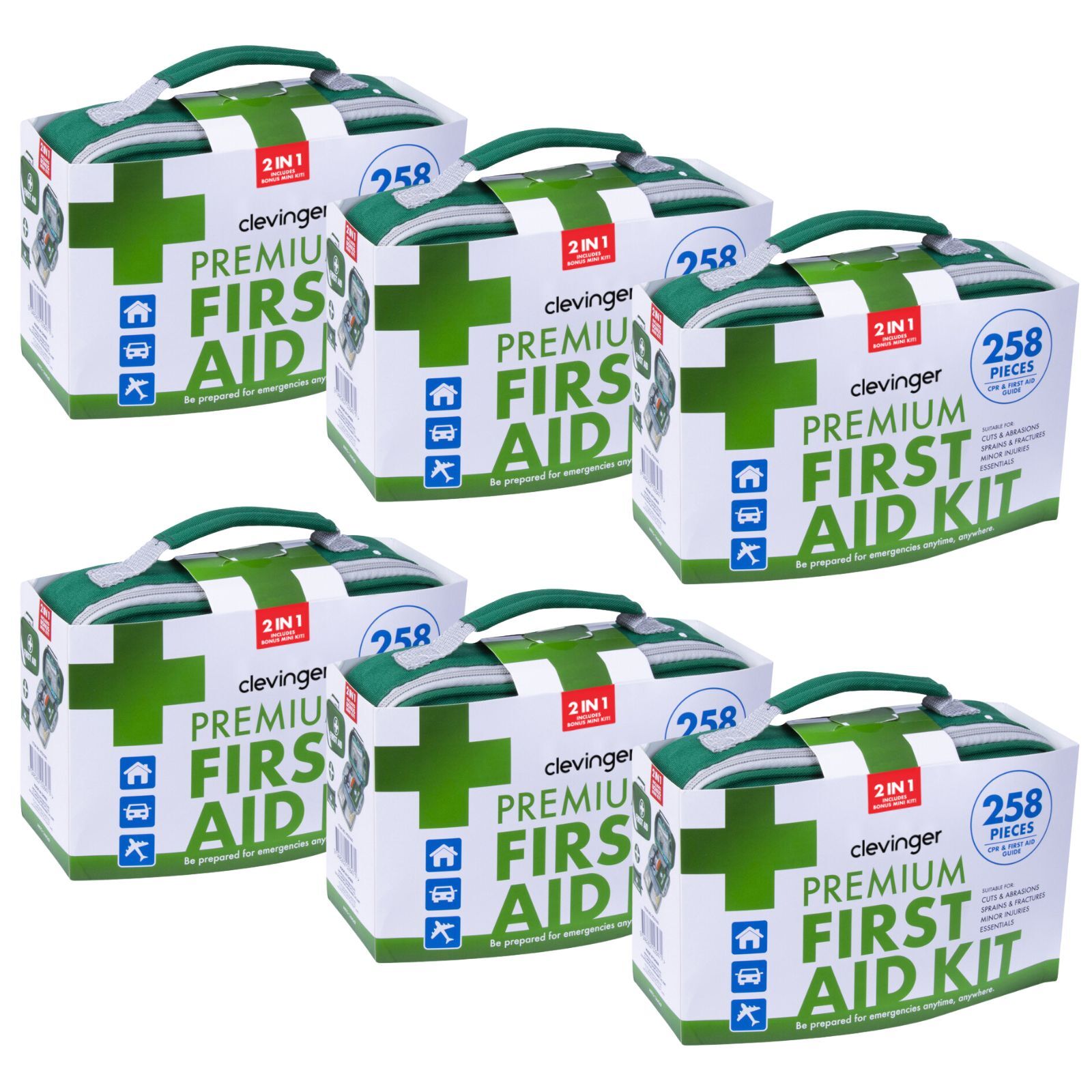 Premium 258-Piece First Aid Kit 6 Pack ARTG Registered Emergency Travel Set