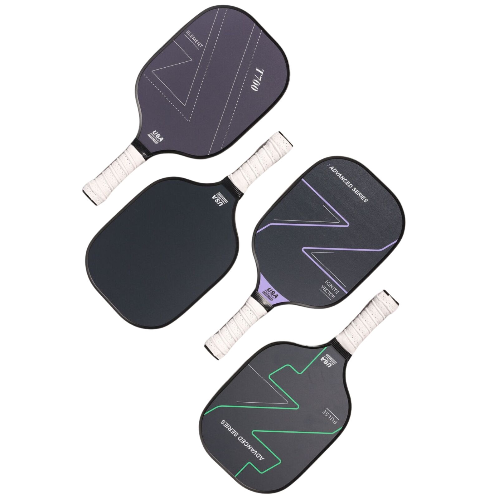 Premium 4x Graphite Carbon Fiber Pickleball Paddles with Cushioned Grip