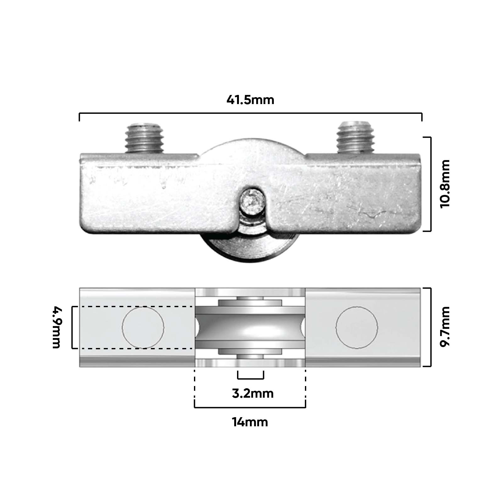 Premium Rolltrak R5280 Window Carriage & Roller – Stainless Steel 2 Pack