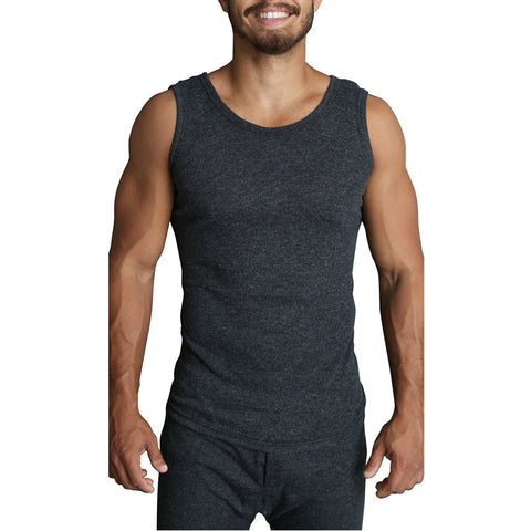 Premium Men's Black Merino Wool Blend Thermal Singlet XXL