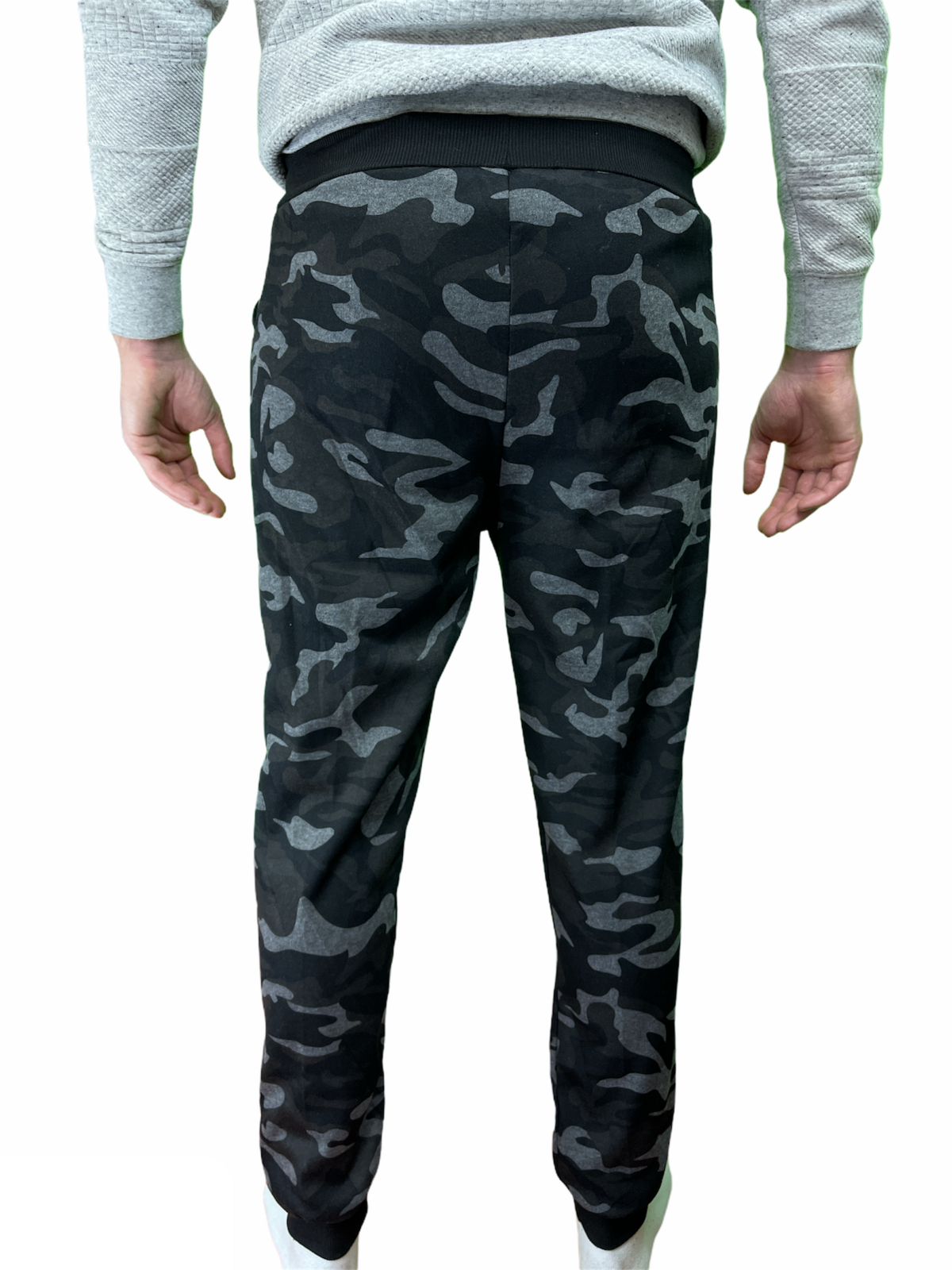 Premium Men's Black Grey Fleece Lined Camouflage Jogger Track Pants S/M