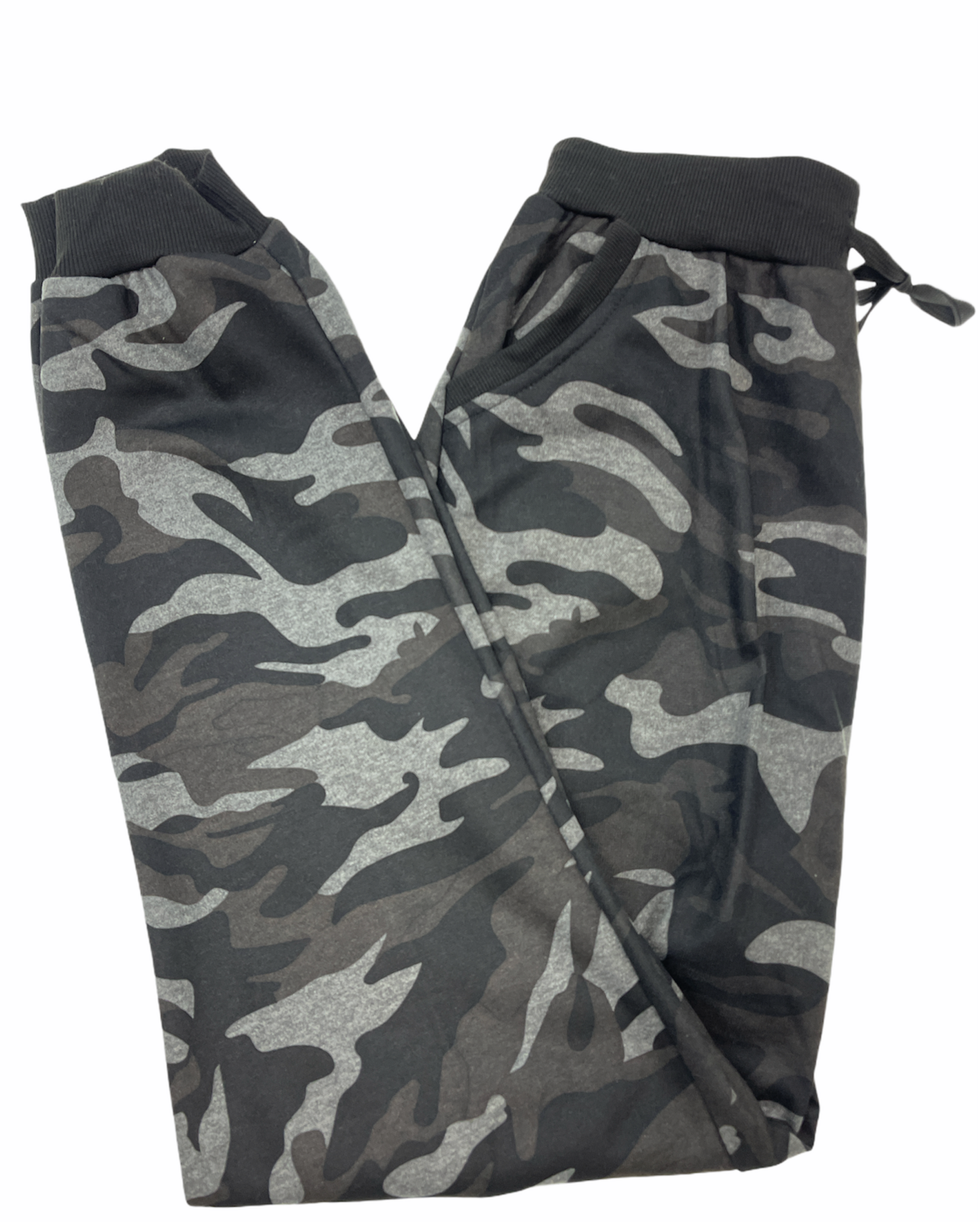 Premium Men's Black Grey Fleece Lined Camouflage Jogger Track Pants S/M