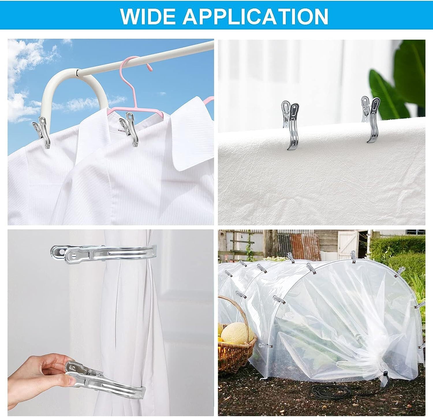6 Jumbo Stainless Steel Clothes Pegs - 12cm Laundry Clips - SuperSaverAU - view 2