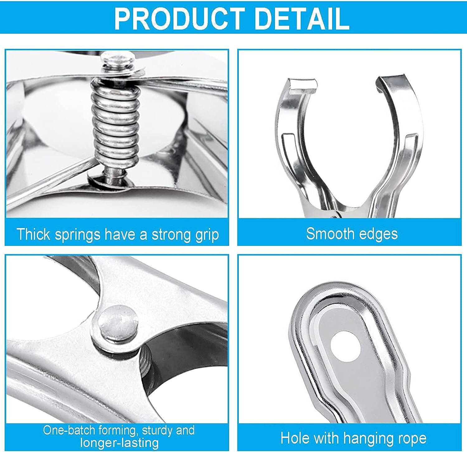 6 Jumbo Stainless Steel Clothes Pegs - 12cm Laundry Clips - SuperSaverAU - view 3