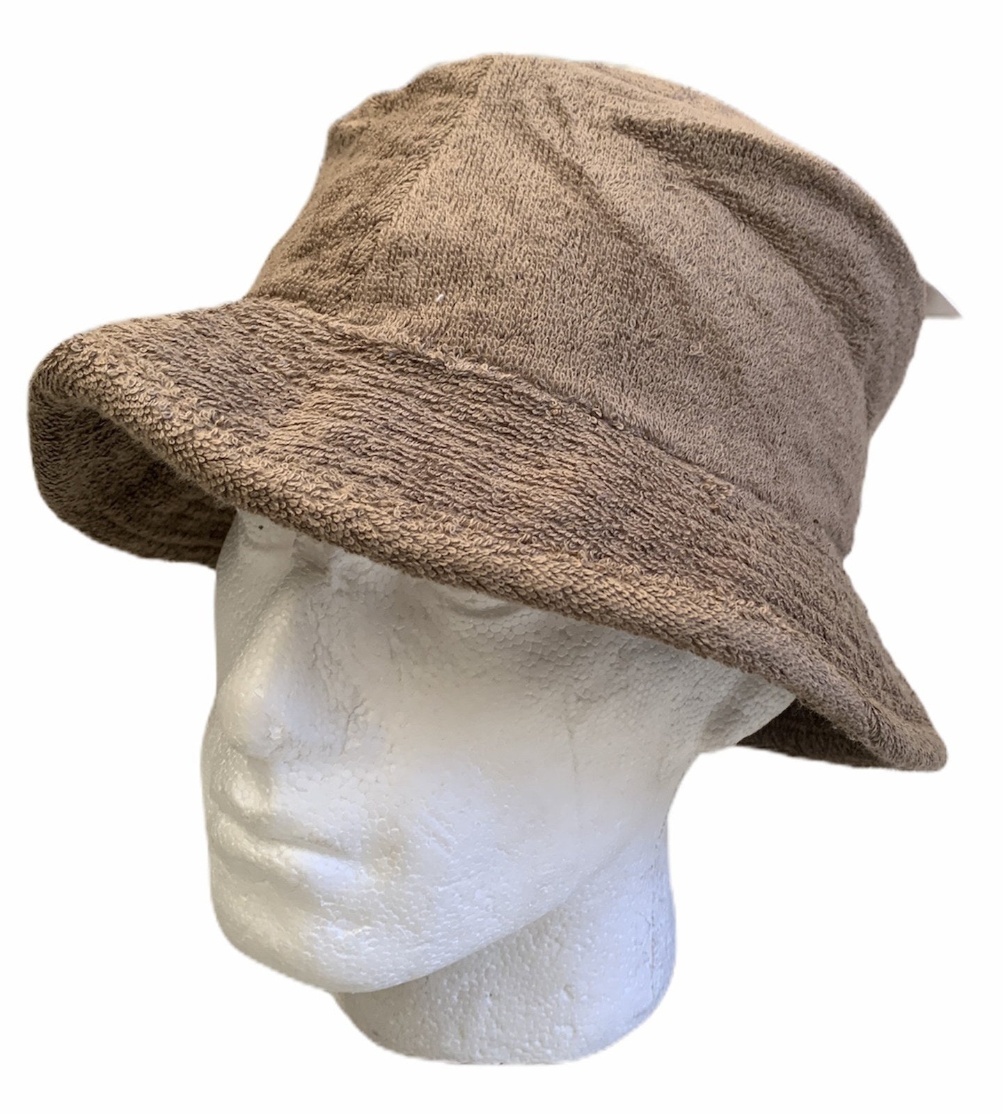 Premium Khaki 100% Cotton Terry Towelling Stingy Brim Bucket Hat L/XL