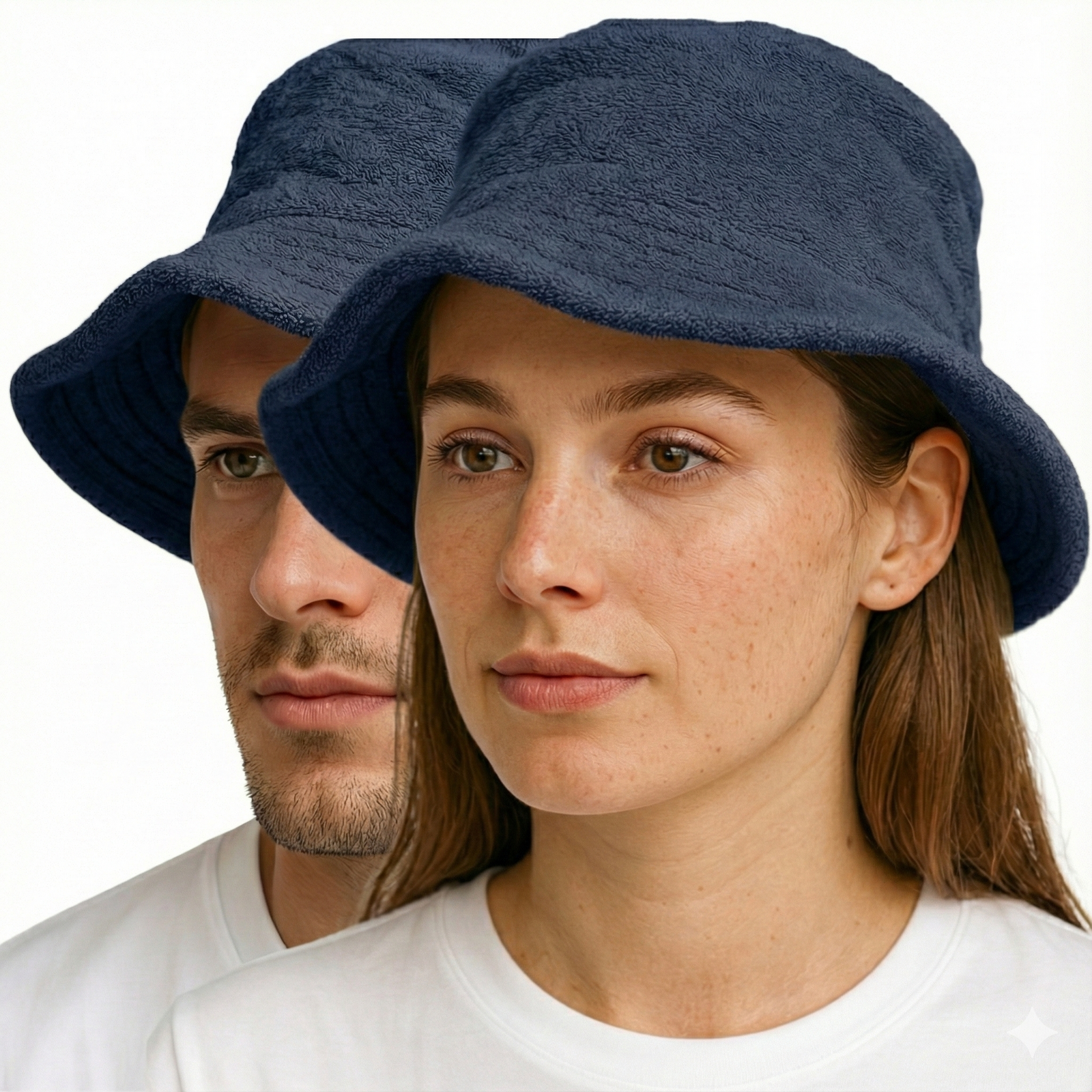 Premium Navy Blue 100% Cotton Terry Towelling Stingy Brim Bucket Hat S/M
