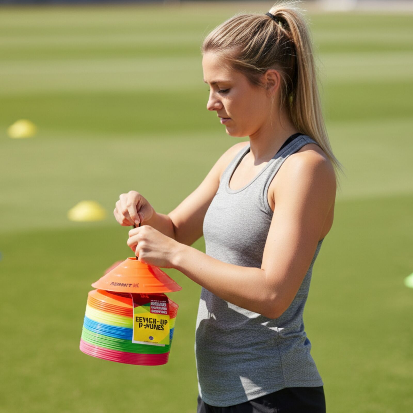 Marker Cones 50 Pack - 50 Low-Rise Weather Resistant Training Discs, 5 Colors - SuperSaverAU - view 5