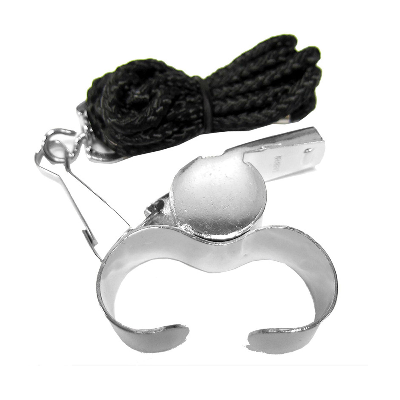 Summit Brass Finger Grip Referee Whistle with Chrome Finish & Lanyard