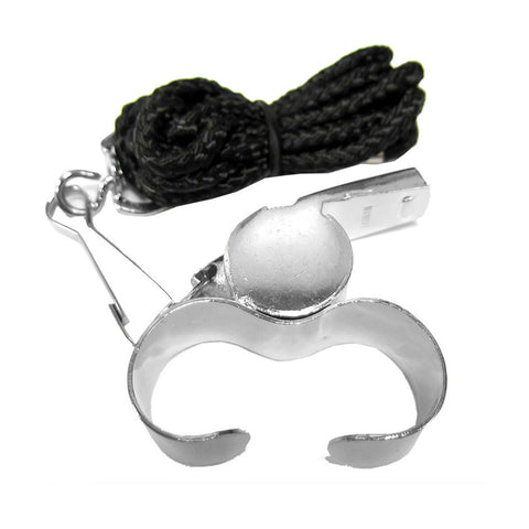 Summit Brass Finger Grip Referee Whistle with Chrome Finish & Lanyard