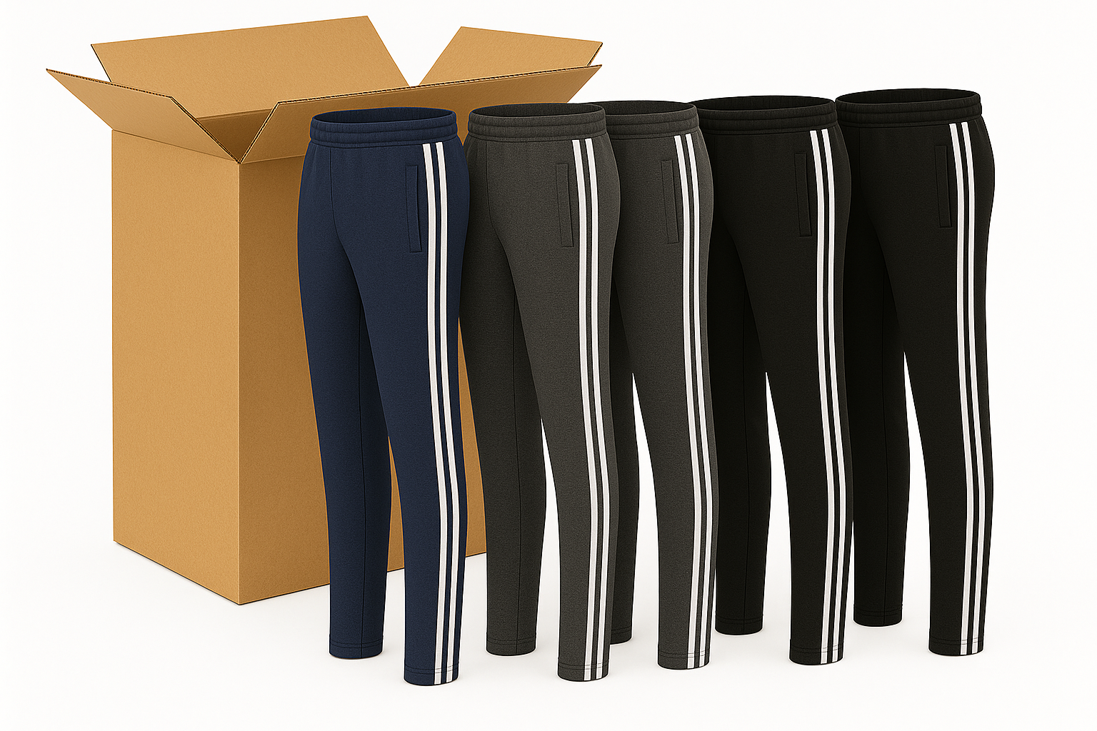 Premium 24 Pair Men's Low Pill Straight Leg Track Pants Bulk Box