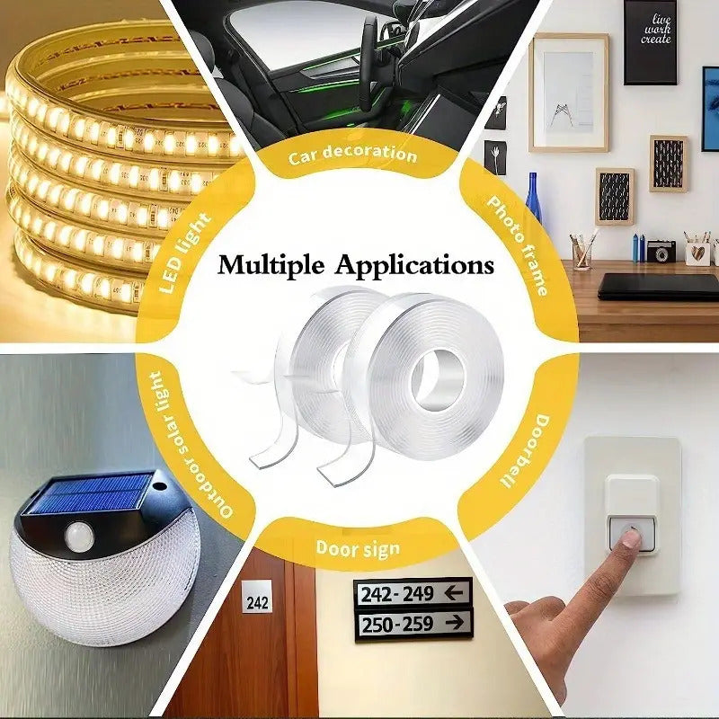 Double-Sided Nano Mounting Tape 2M x 20mm - Traceless Clear Adhesive Gel - SuperSaverAU - view 4