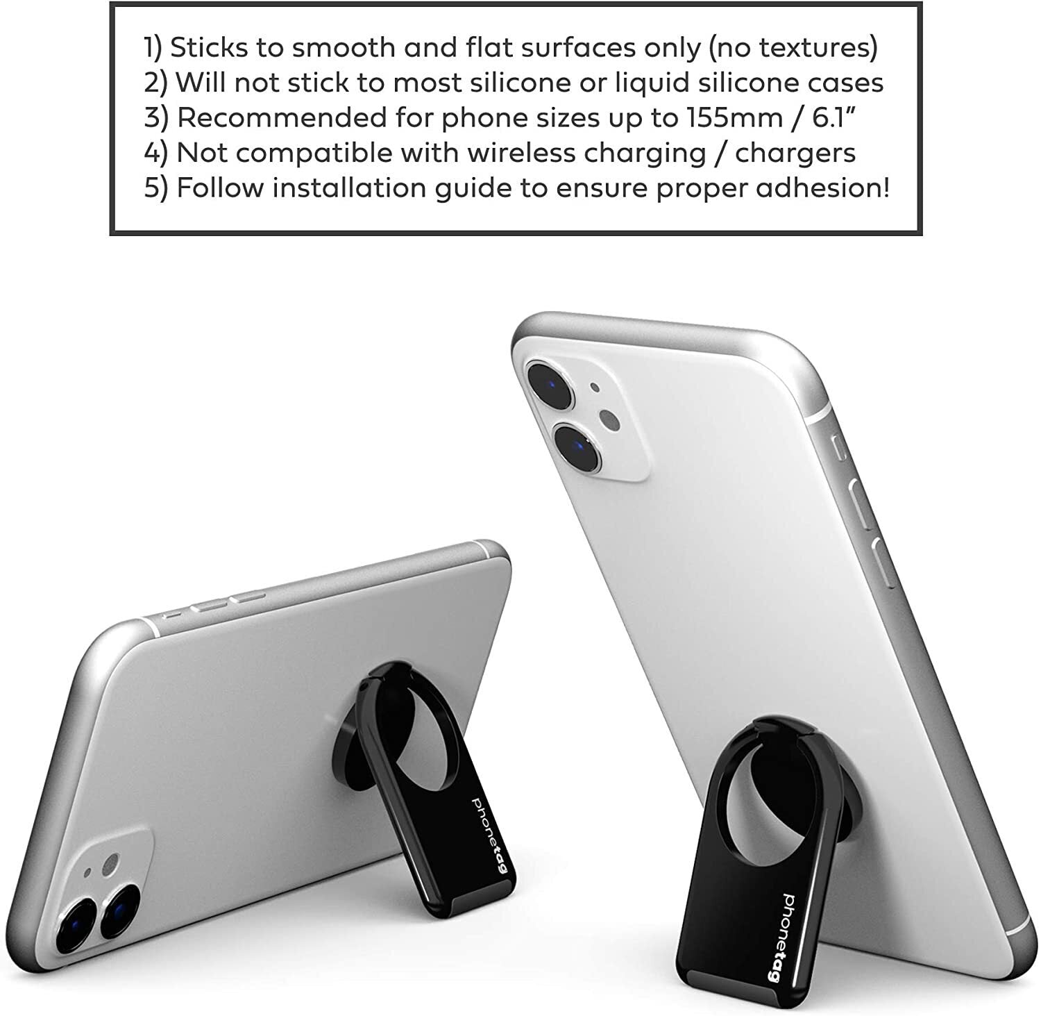 phonetag Black Multi View Magnetic Ring Phone Stand