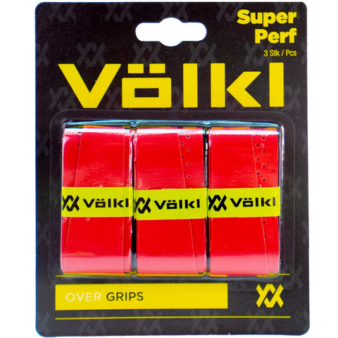 Volkl Super Perf Ultra-Thin High Tack Overgrips - Red, 3 Pack