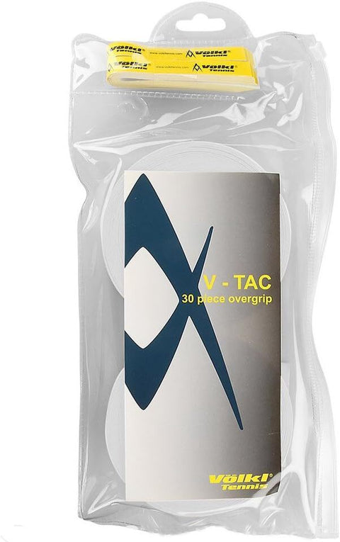 Volkl V-Tac Ultra-Thin Tacky Tennis Overgrips - White, 30 Pack