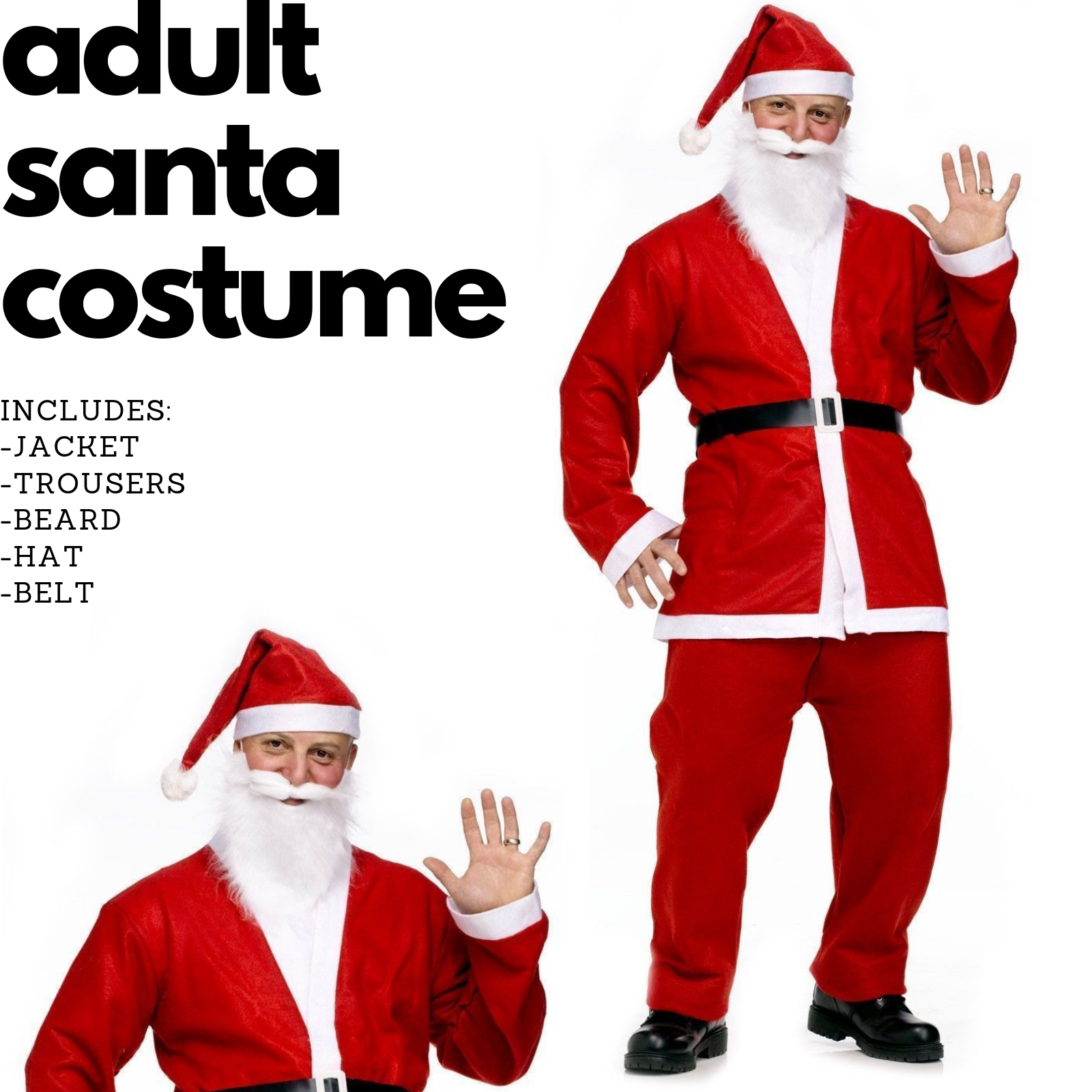 ADULT SANTA CLAUS COSTUME Suit Father Xmas Party Outfit Father Christmas - SuperSaverAU - view 2
