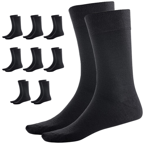 Premium 9 Pair Black Bamboo Crew Business Socks 2-8