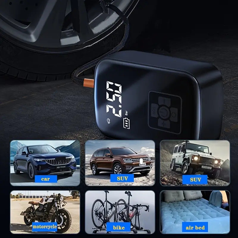 Rechargeable Car Tire Bike Air Pump Tire Inflator Portable Compressor Digital Cordles - SuperSaverAU - view 3